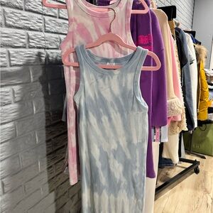 Zara Light Blue & Pink Tie-Dye Ribbed Tank Dress